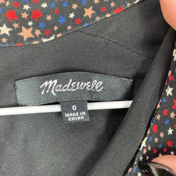 Madewell Balsam Tie-Neck Dress in Starry Night Black Long Sleeve 100% Silk - Picture 4 of 7